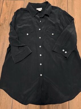 Soft Surroundings 100% Silk Button-Down Shirt/ Blouse - Size 1X - Oversized Fit